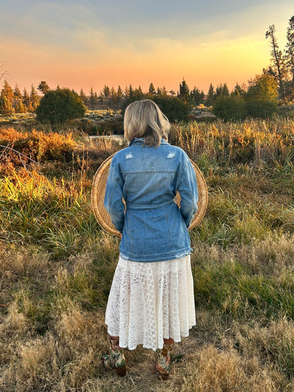 Risen Denim Belted Tie Jacket