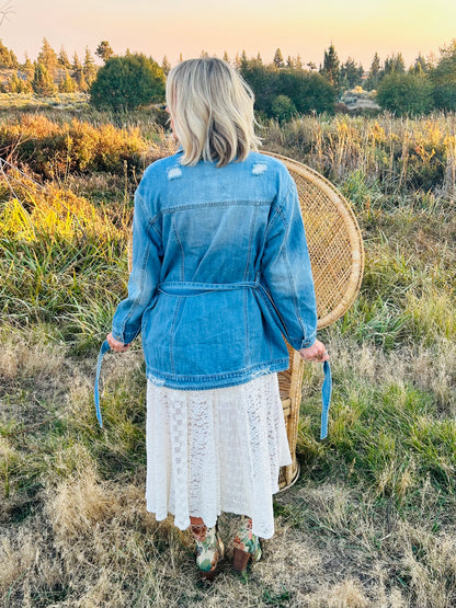 Risen Denim Belted Tie Jacket